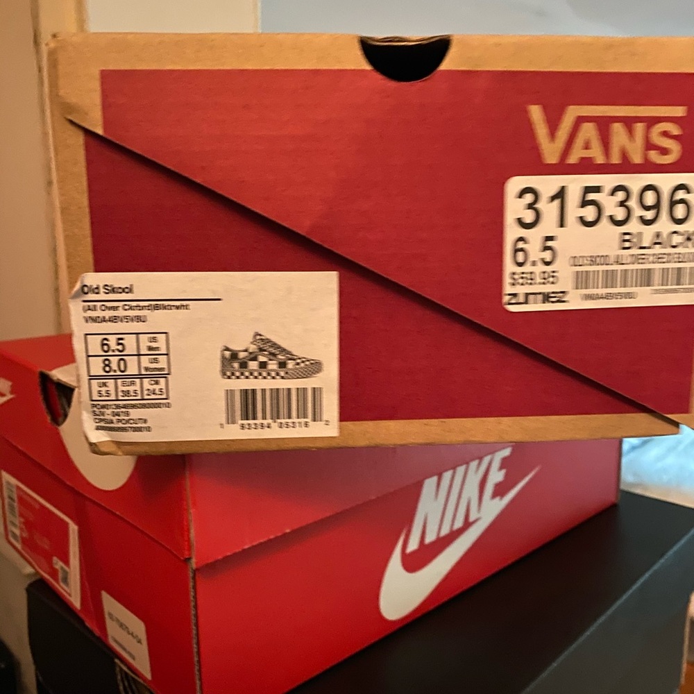 Fairly new worn once checkered Blk n white vans